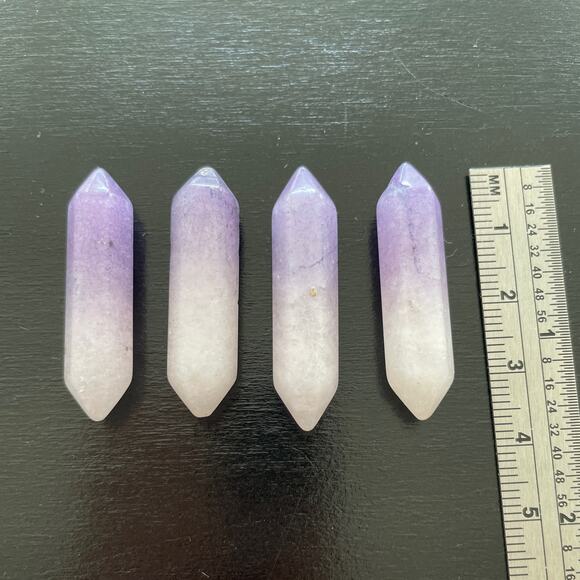 Four Dyed Rose Quartz Double Points - #2 - Picture 1 of 2